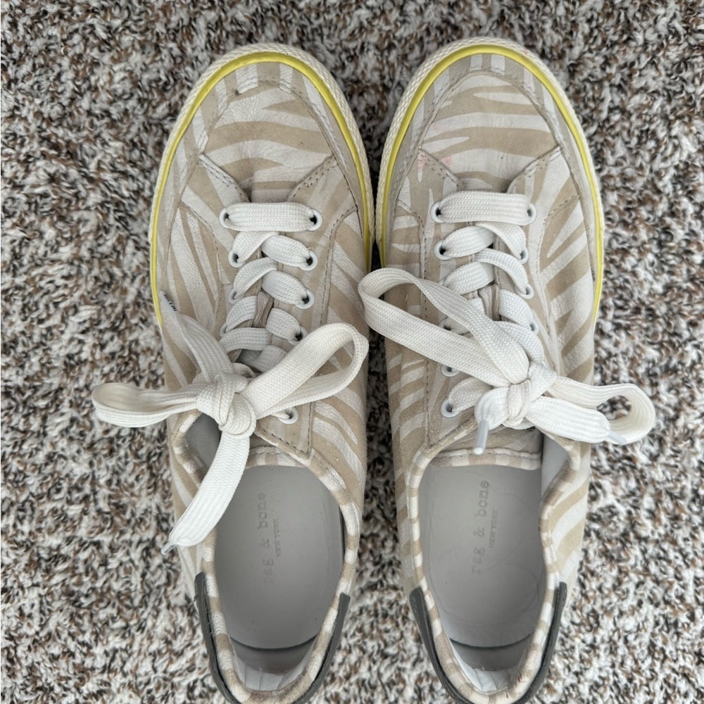 Rag & Bone Zebra Print Sneakers Women’s EU 38 US 7.5 Canvas Leather Low Top - Picture 10 of 10